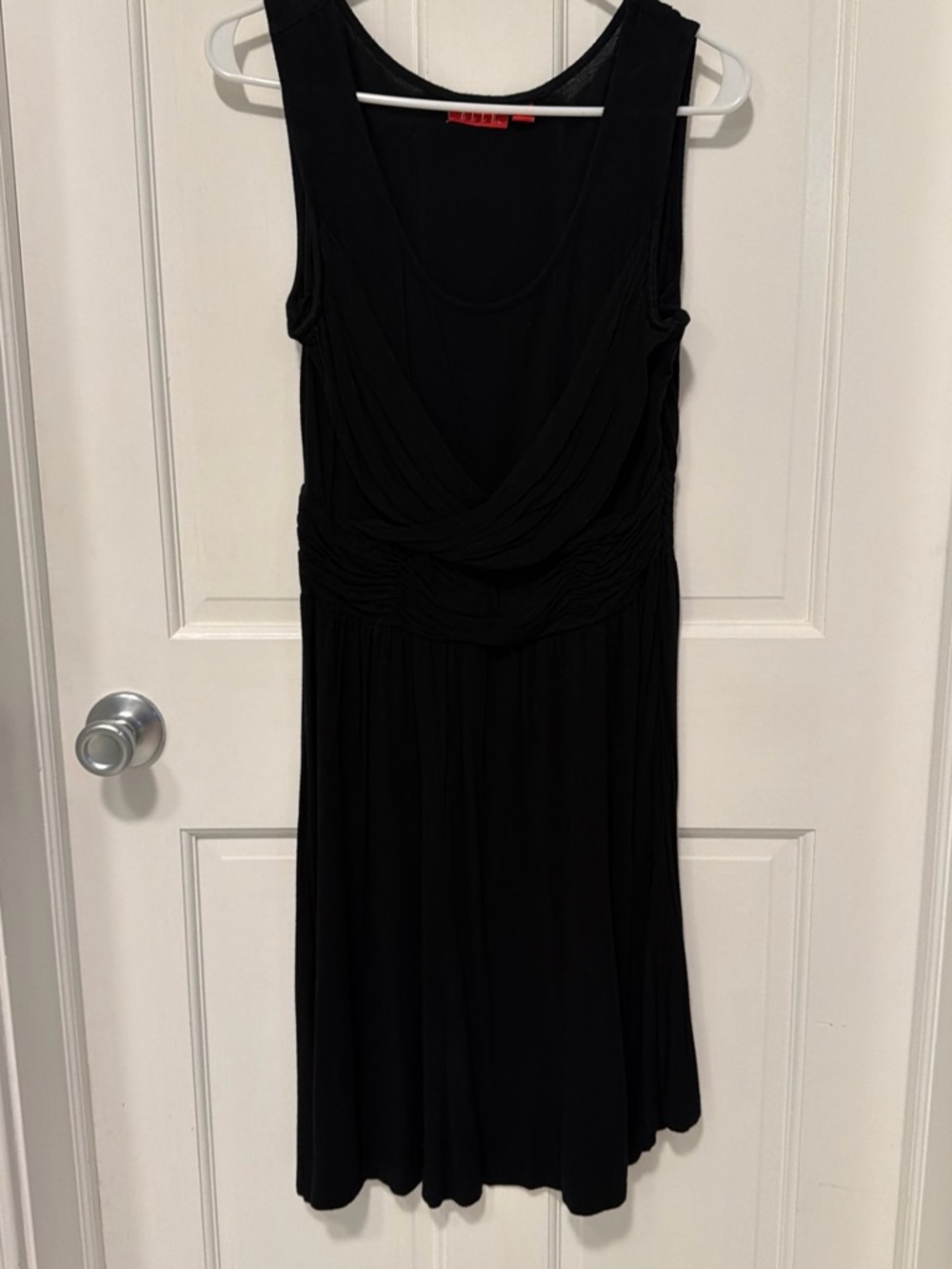 Elle Black Sleeveless Draped Midi Dress